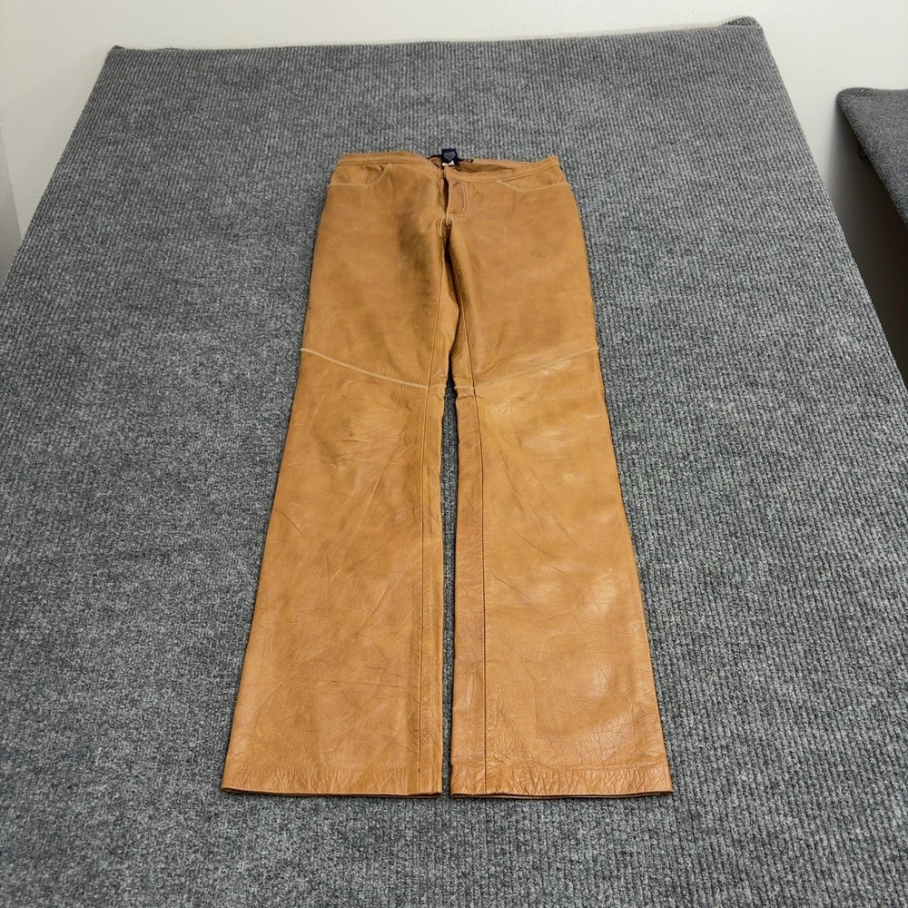 Vintage GAP Pants Womens 2 Tan Leather Genuine Bootcut Western Y2K Style Boho